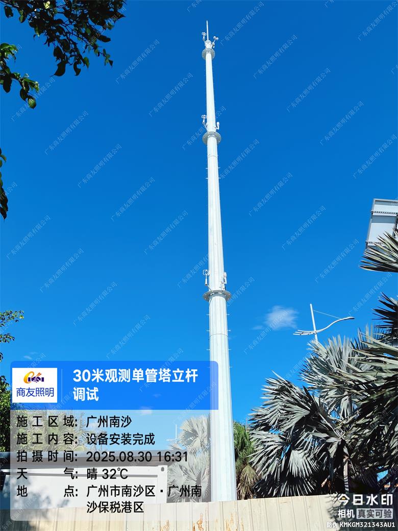 廣東商友照明公司30米環(huán)境監(jiān)測設(shè)備塔助力廣州港口工程